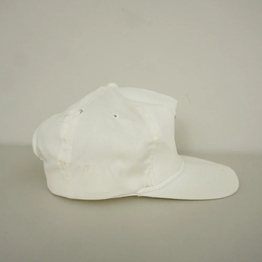 Vintage 90s Texas Freemason Masonic Square Compass Rope Brim Snapback Hat White